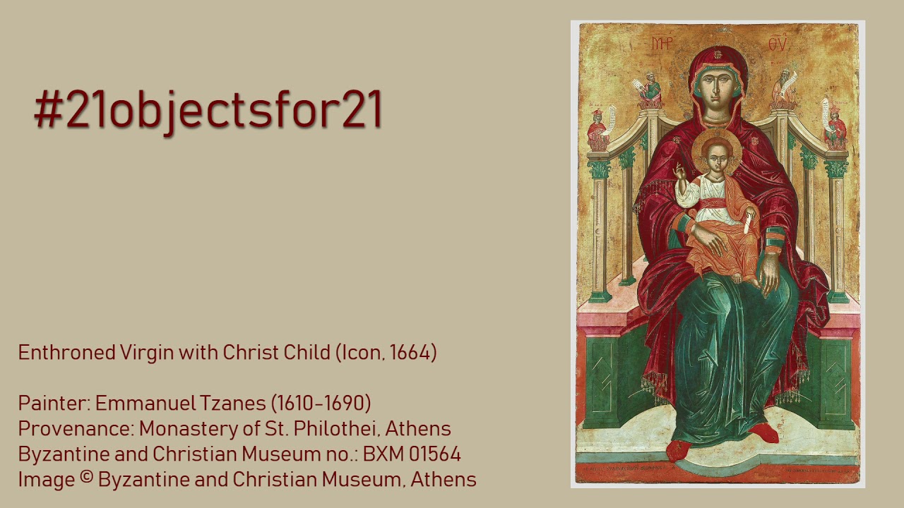 Enthroned Virgin with Christ Child Icon by Emmanuel Tzanes | presented by Dimitra Kotoula